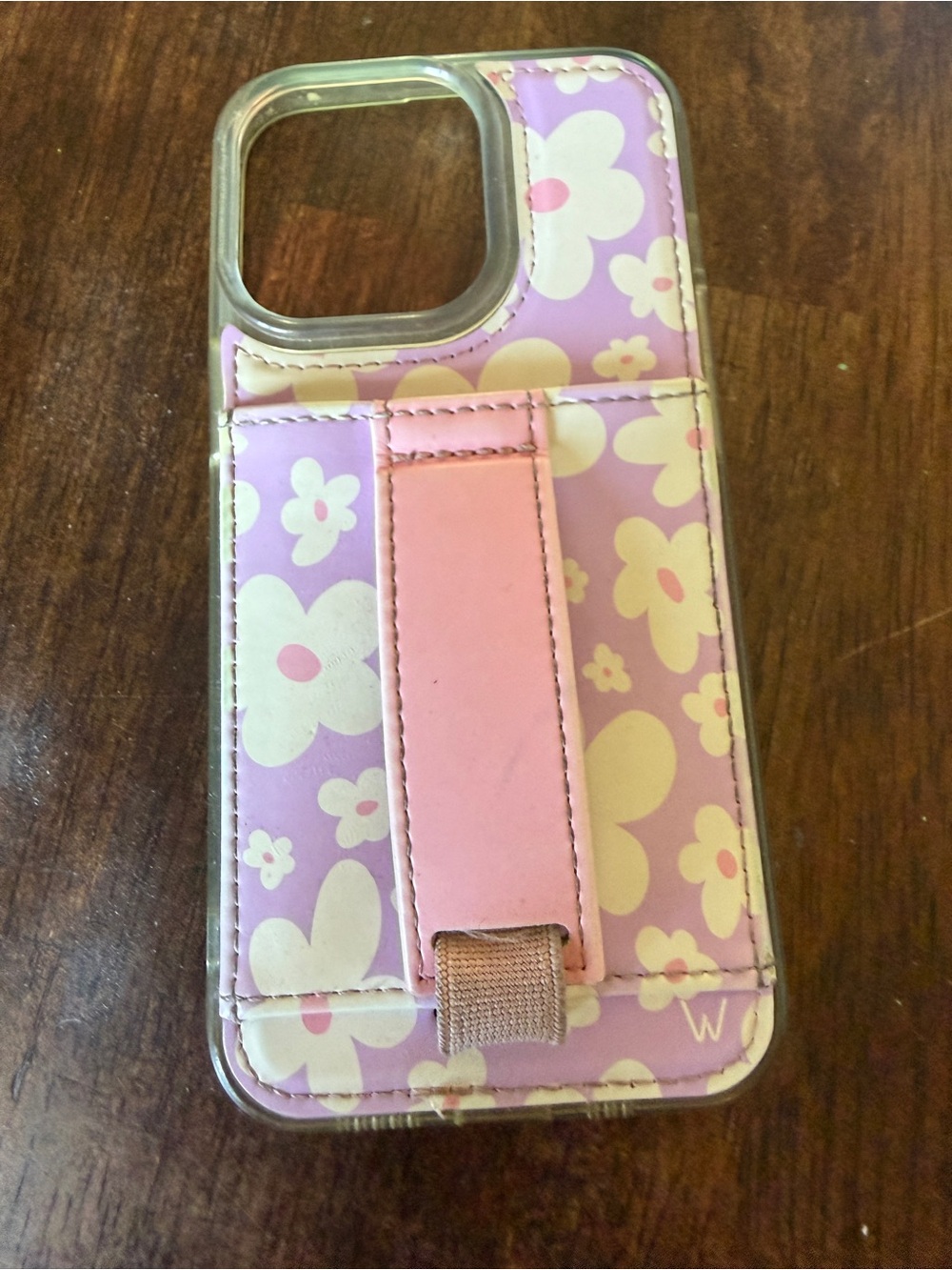 Purple Floral Phone Case with Pink Strap - Protective Cell Accessory